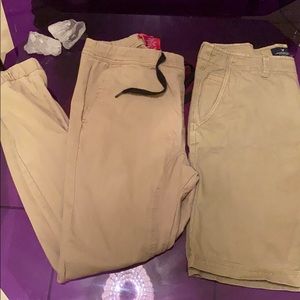 Bundle of pants in color kaki